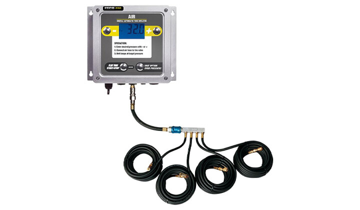 Digital Wall Mounted Tire Inflator with 4-Way Manifold and four 6 ft hoses